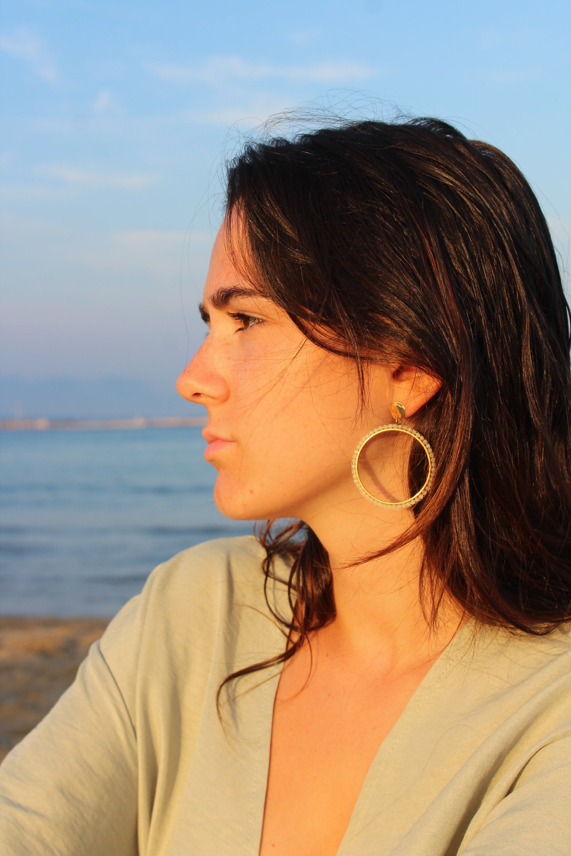 Boucles d’oreilles déesse Thémis bijou acier inoxydable fait main