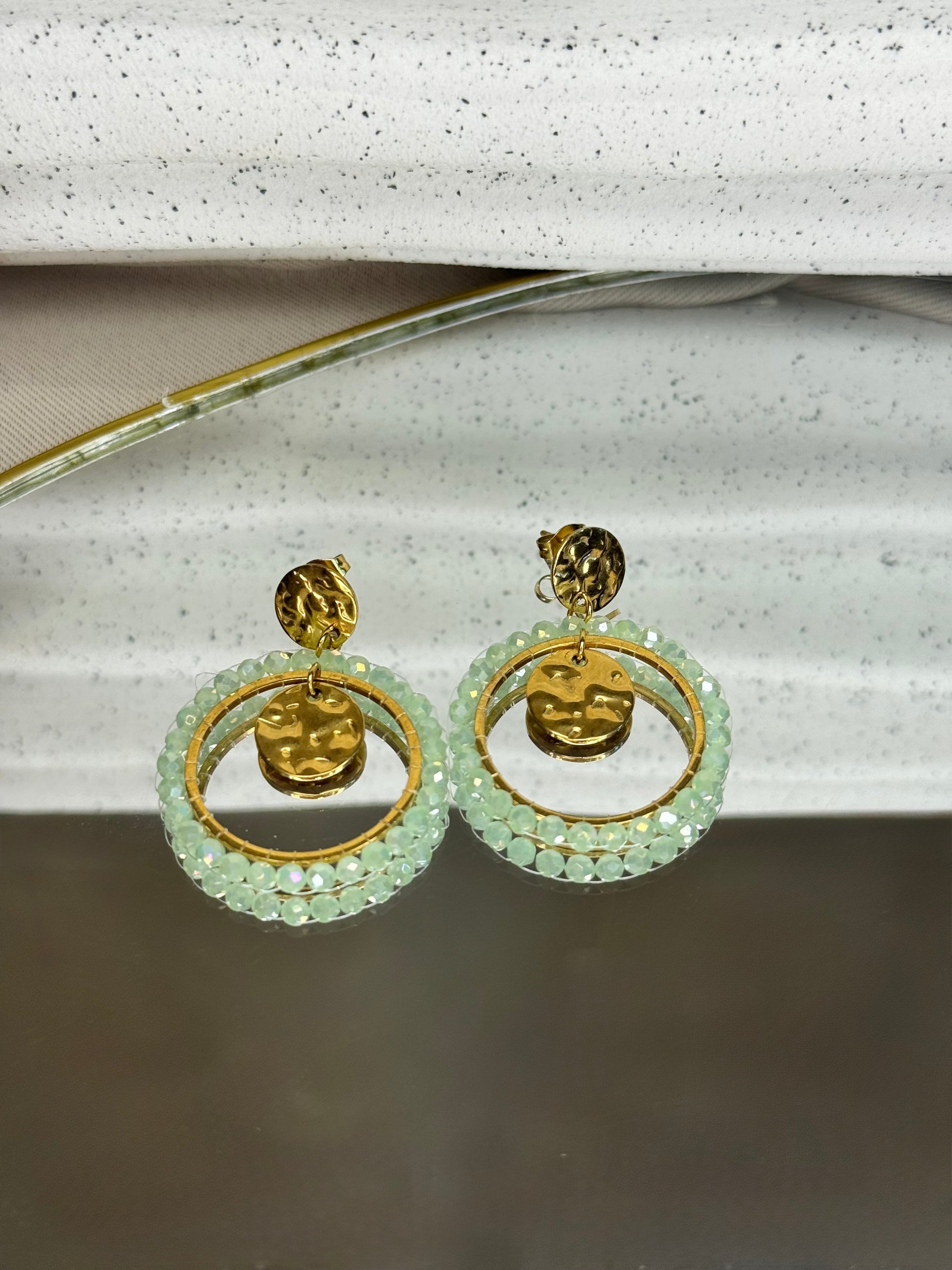 Boucles d’oreilles déesse Gaia bijou acier inoxydable fait main