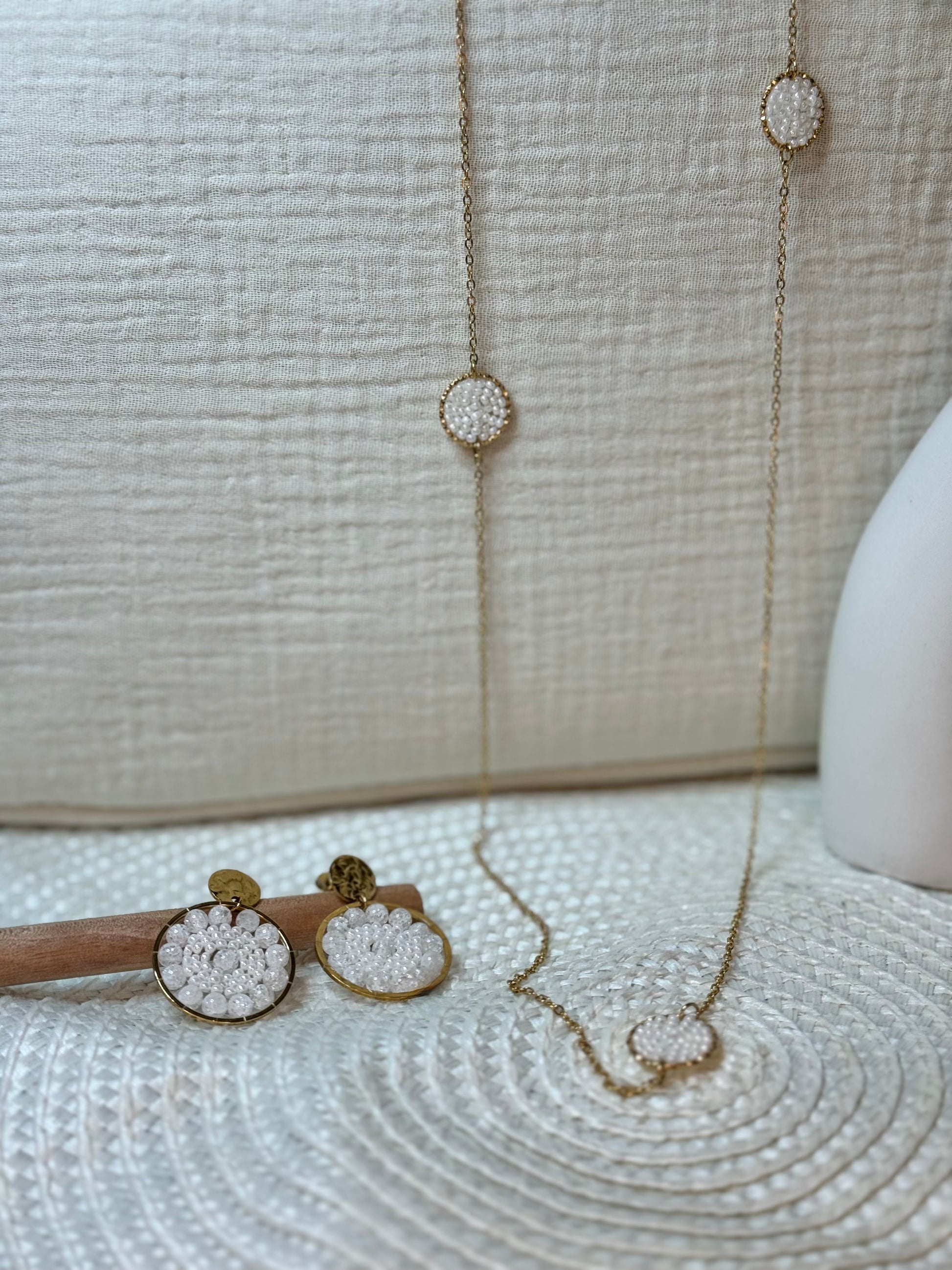 Boucles d’oreilles déesse Hestia bijou acier inoxydable fait main 