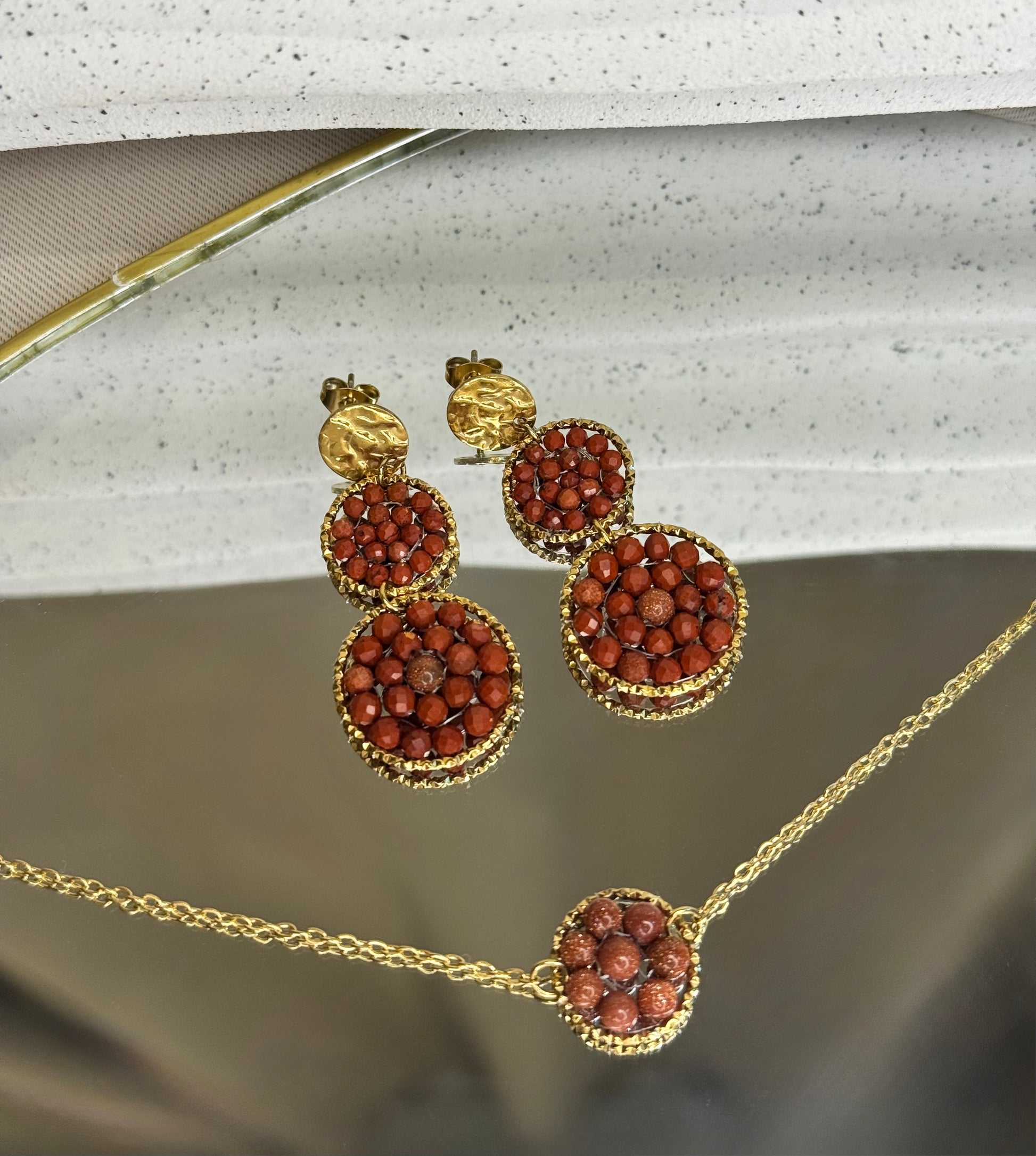 Boucles d’oreilles déesse Gaia bijou acier inoxydable fait main